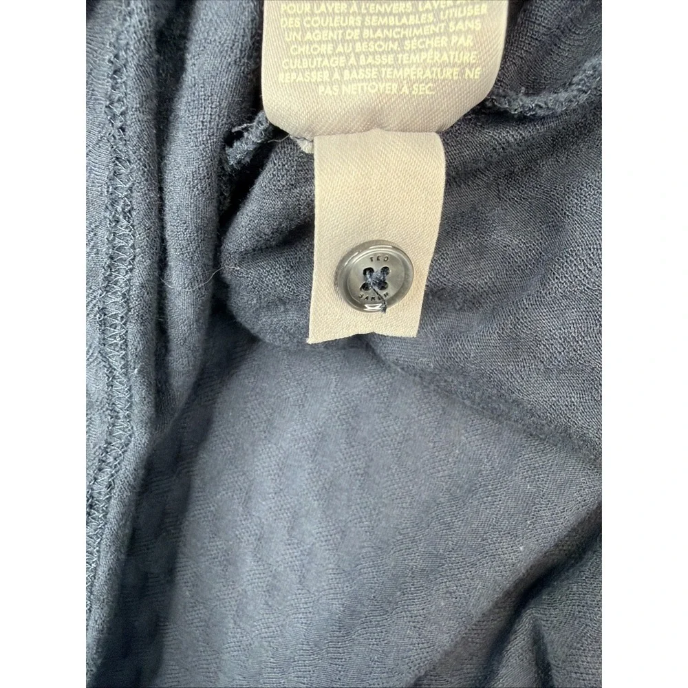 Ted Baker Men's Polo Shirt XL Navy Textured Short Sleeve Cotton Casual - Picture 5 of 7